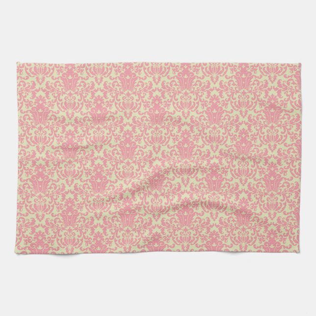Paño De Cocina Modelo rosado y amarillo del damasco (Horizontal)