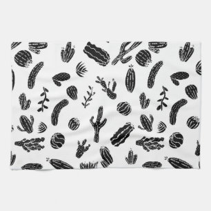 Paño De Cocina Modelo suculento blanco y negro moderno del cactus