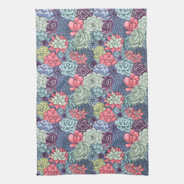 Paño De Cocina Modelo suculento colorido (Vertical)