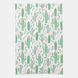 Paño De Cocina Modelo suculento de los flores del cactus verde