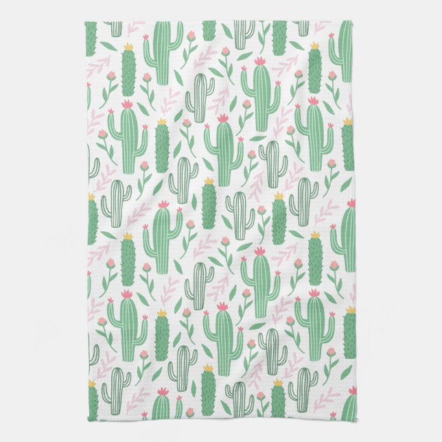 Paño De Cocina Modelo suculento de los flores del cactus verde (Vertical)