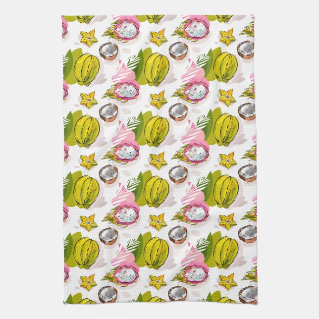 Paño De Cocina Modelo texturizado carta blanca de la fruta (Vertical)