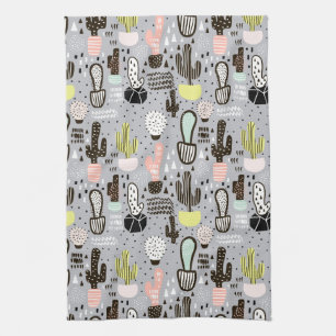 Paño De Cocina Modelo texturizado dibujado mano del cactus