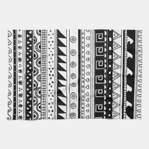 Paño De Cocina Modelo tribal blanco y negro