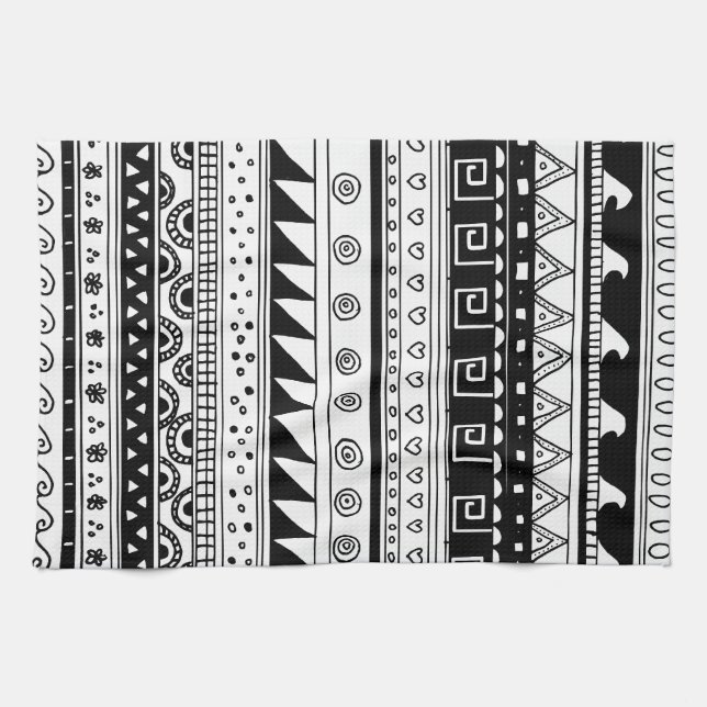 Paño De Cocina Modelo tribal blanco y negro (Horizontal)