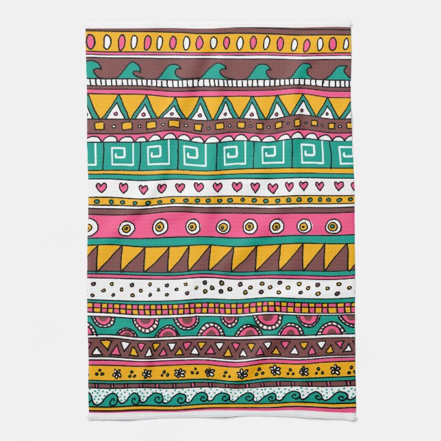 Paño De Cocina Modelo tribal colorido (Vertical)