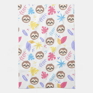 Paño De Cocina Modelo tropical de la pereza y de las hojas