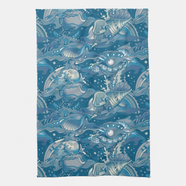 Paño De Cocina Modelo tropical del mar (Vertical)