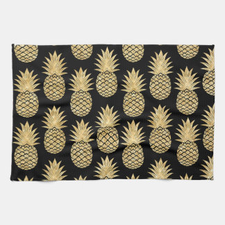Paño De Cocina Modelo tropical elegante de la piña del negro y