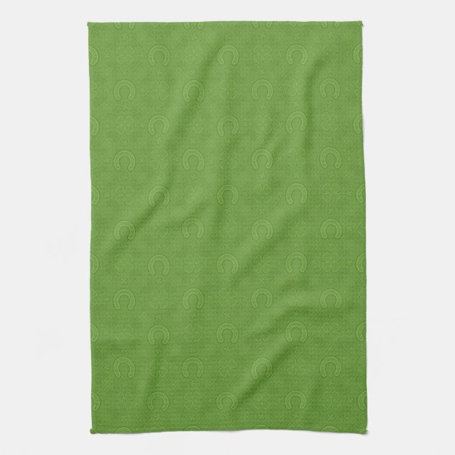 Paño De Cocina Modelo verde afortunado de los iconos (Vertical)