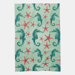 Paño De Cocina Modelo verde azulado 2 del Seahorse