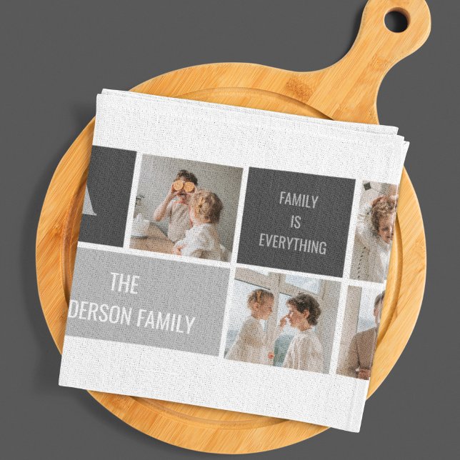 Paño De Cocina Moden 3Collage Photo & Grey Best Family Gift (Subido por el creador)