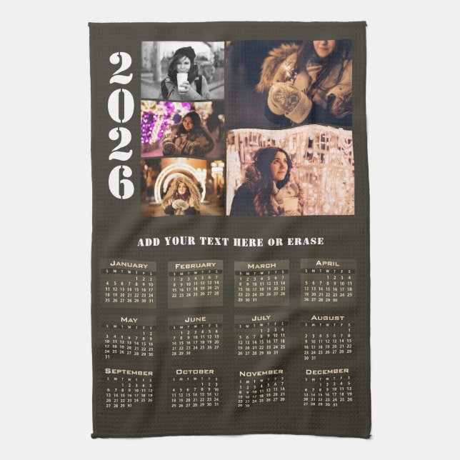 Paño De Cocina Modern 2026 Calendar 5 Photo Collage Magnet Card (Vertical)