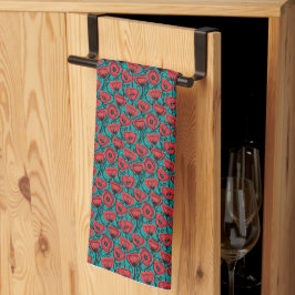 Paño De Cocina Modern Abstract Red Poppy Floral Pattern