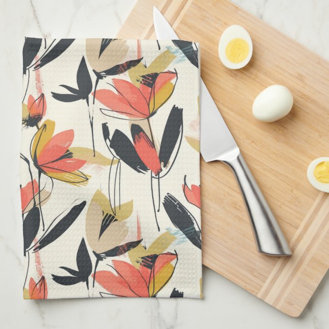 Paño De Cocina Modern Abstract Spring Floral Kitchen Towels (Doblado Cuarto)