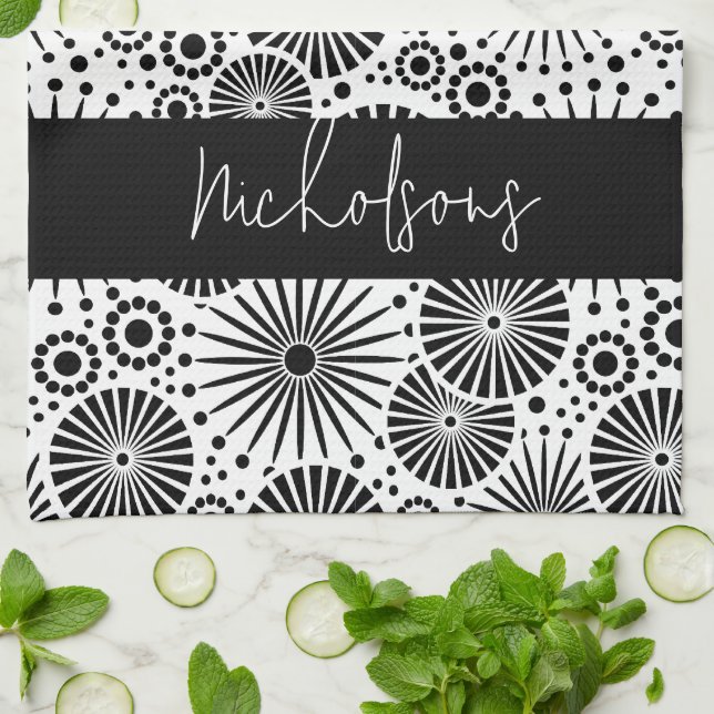 Paño De Cocina Modern black white geometric starburst Name  (Doblado)