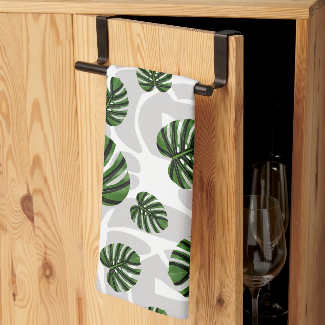 Paño De Cocina Modern Boho Botanical Leaves Pattern (Pliegue de tercios)