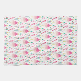 Paño De Cocina Modern Bright Pink Whimsical Christmas