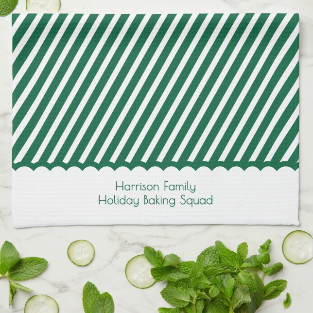 Paño De Cocina Modern Christmas Family Green Holiday Baking Squad (Doblado)