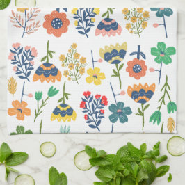 Paño De Cocina Modern cute botanical pattern Pink Blue yellow