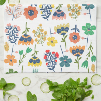 Paño De Cocina Modern cute botanical pattern Pink Blue yellow