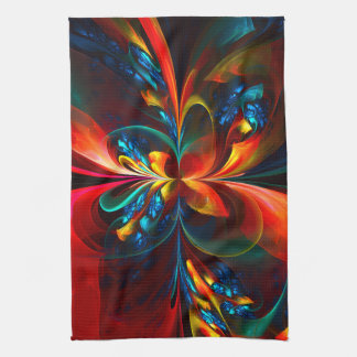 Paño De Cocina Modern Floral Resumen Art Naranja Patrón Azul #14