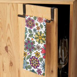 Paño De Cocina Modern Retro Floral Drawing Seamless Pattern Art