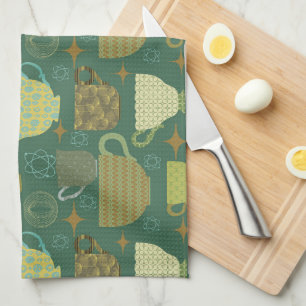Paño De Cocina Moderna enseñanza retro verde de mediados de siglo