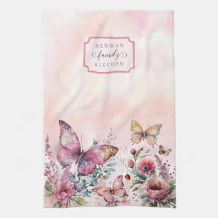 Paño De Cocina Moderna familia de flores silvestres de mariposa r