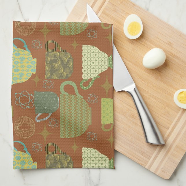 Paño De Cocina Moderna Terracotta Teacup de Mid Century (Doblado Cuarto)