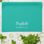 Paño De Cocina Moderna y elegante tipografía de plantilla Nombre<br><div class="desc">Moderna Y Elegante Tipografía Nombre Plantilla Verde azulada Toalla De Cocina De Color Verde Azul.</div>