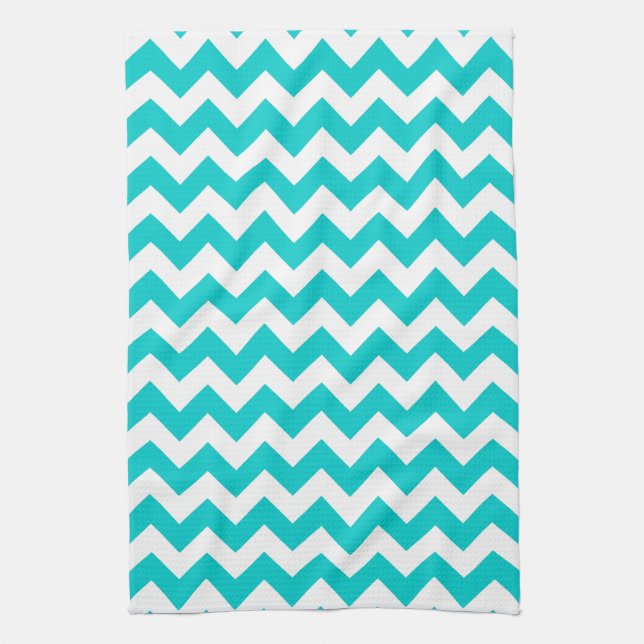 Paño De Cocina Moderno Aqua Coral Chevron Print Kitchen Dish Toal (Vertical)