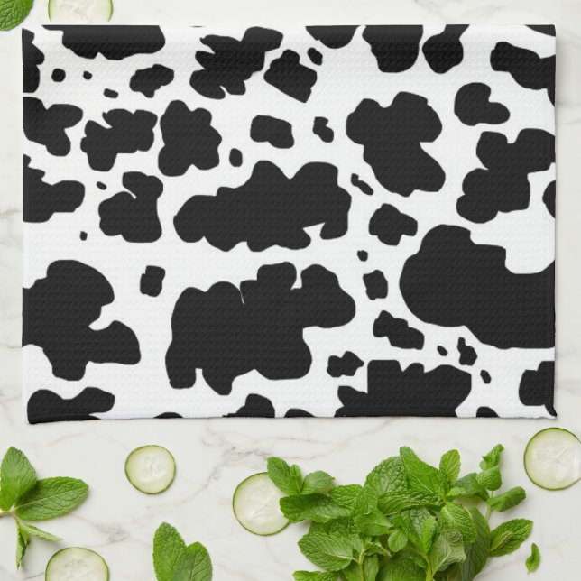 Paño De Cocina Moderno Black Cow Spots Print Cowboy (Doblado)