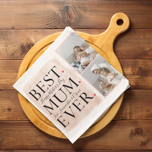 Paño De Cocina Moderno Collage Photo Pink Happy Mothers Day (Subido por el creador)