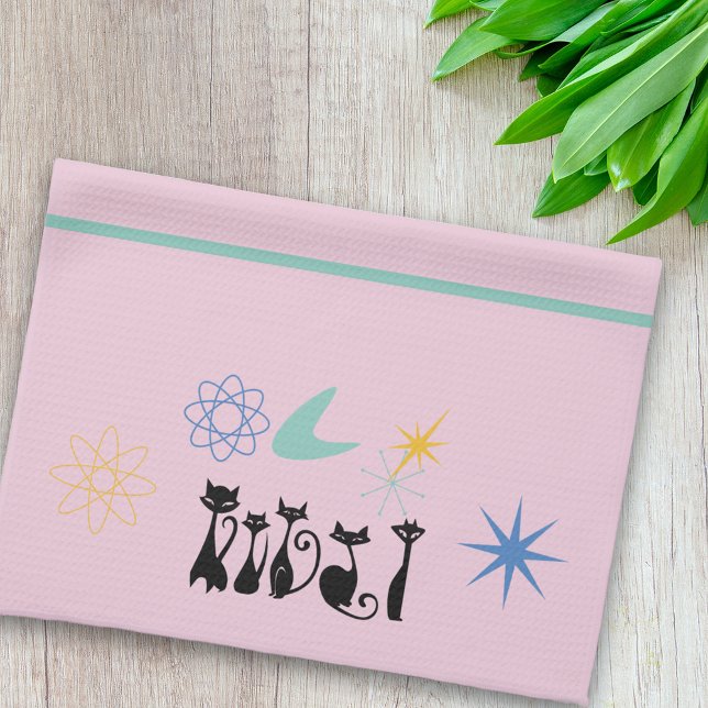 Paño De Cocina Moderno de mediados de siglo Gatos negros de los 5 (Subido por el creador)