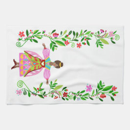 Paño De Cocina Moderno estilo arte folclórico Niña afroamericana