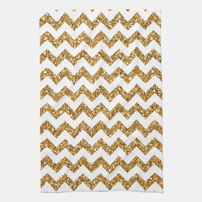 Paño De Cocina Moderno Glitt de oro Chevron Print Kitchen Dish To (Vertical)