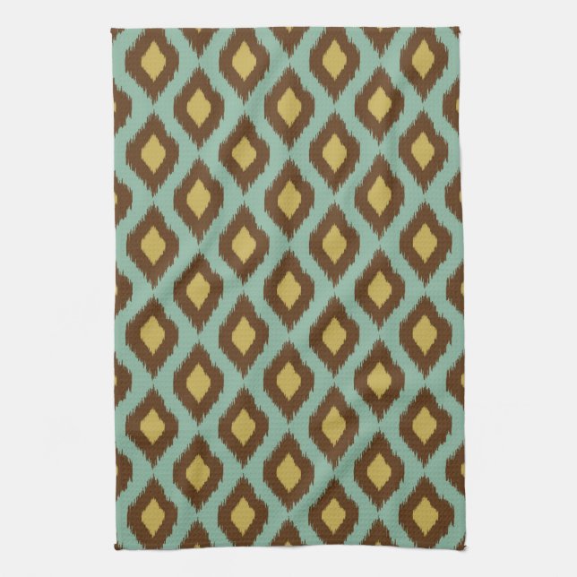 Paño De Cocina Moderno ikat tribal amarillo azul moderno (Vertical)