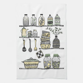 Paño De Cocina Moderno Ilustracion Boho Farmhouse Kitchen Shelf