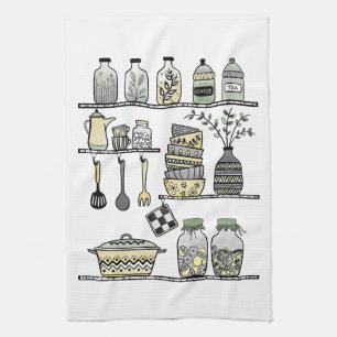 Paño De Cocina Moderno Ilustracion Boho Farmhouse Kitchen Shelf