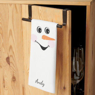 Paño De Cocina Moderno Personalizado lindo Snowman Cara sonriente