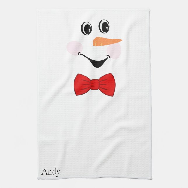 Paño De Cocina Moderno Personalizado lindo sonriente cara de Snow (Vertical)