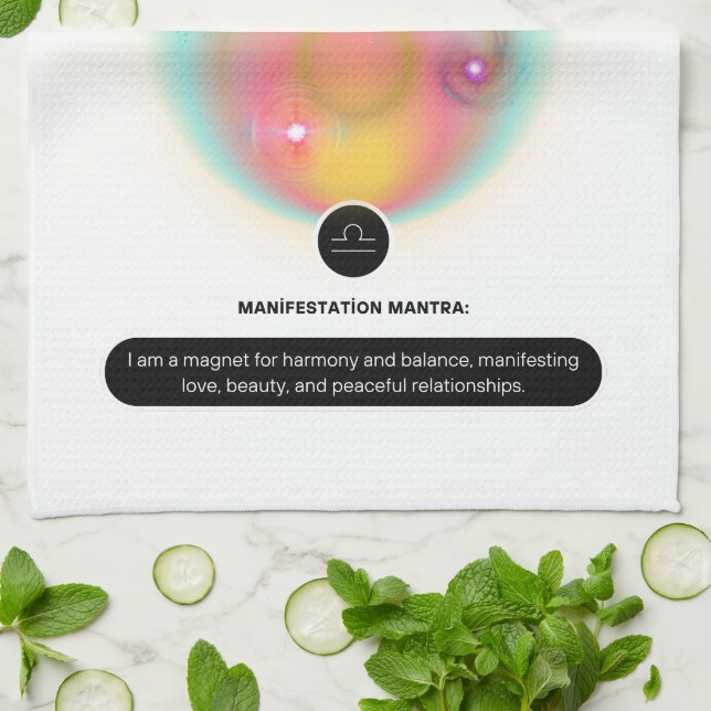 Paño De Cocina Moderno Rótulo Zodiac Libra Cotización Elemento Ai (Doblado)