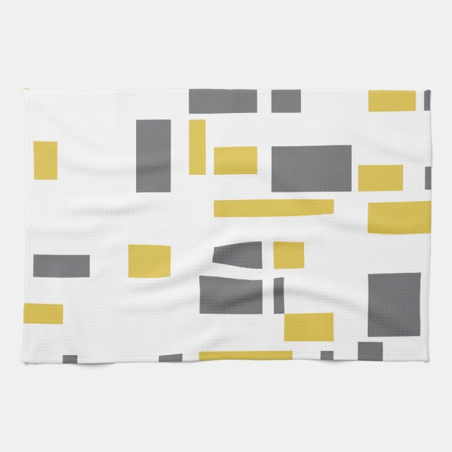 Paño De Cocina Moderno, simple, patrón geométrico amarillo gris c (Horizontal)