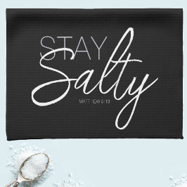 Paño De Cocina Moderno Stay Salty Typography Christian Black
