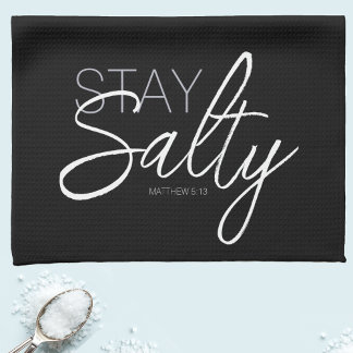 Paño De Cocina Moderno Stay Salty Typography Christian Black