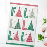 Paño De Cocina Moderno y divertido Fa La La<br><div class="desc">Una toalla de cocina de vacaciones bonita,  caprichosa y moderna con las palabras FA LA LA en un estilo dibujado a mano. Los As están representados por árboles de Navidad.</div>