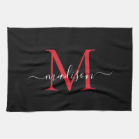 Moderno y elegante guión de monograma rojo negro