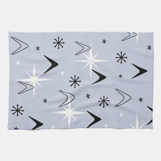 Paño De Cocina Modernos Boomerangs Plata Azul (Horizontal)
