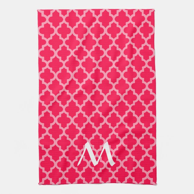 Paño De Cocina Modos marroquíes de amapola quatrefol con inicial (Vertical)